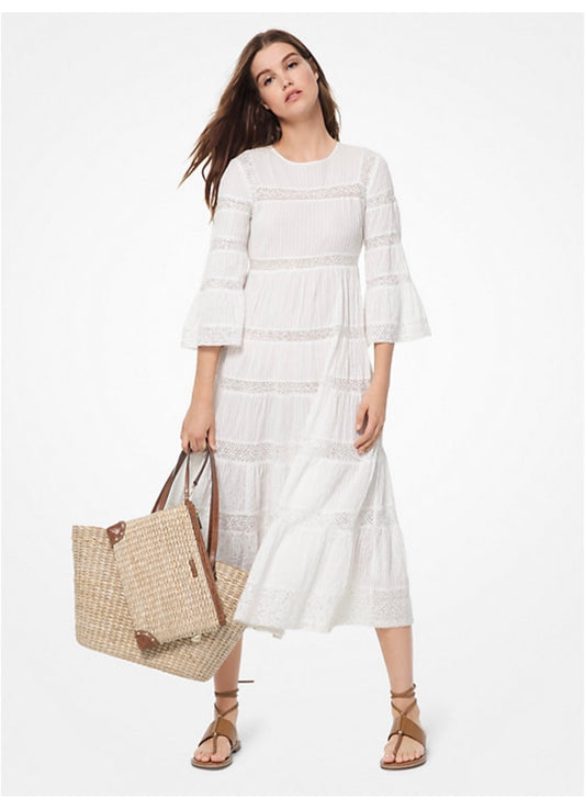 Michael Kors Corded Cotton & Sequined Lace Midi Dress